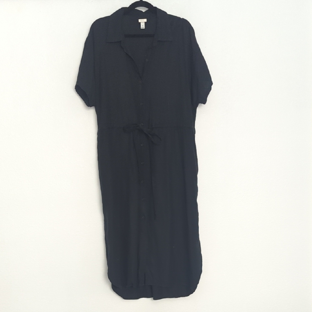 Black Button-Up Midi Dress